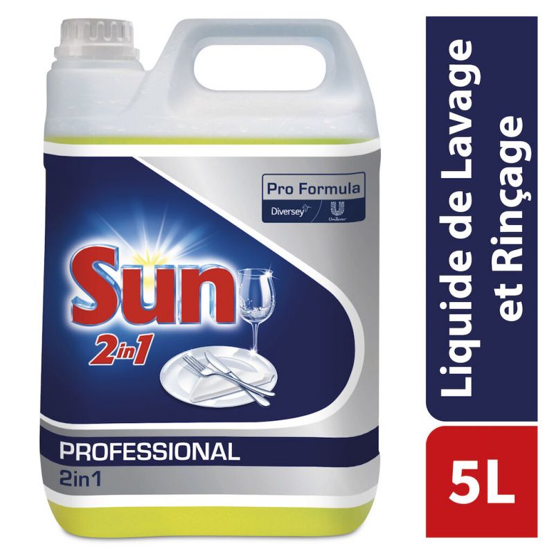 Liquide vaisselle concentré 2 en 1 cycle court bidon de 5 L Sun Liquide vaisselle concentré 2 en 1 cycle court bidon de 5 L Sun