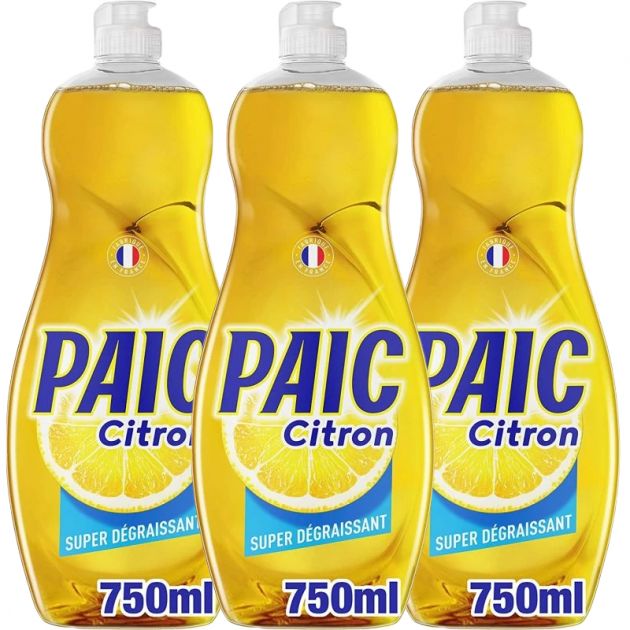 Liquide vaisselle mains citron 750 ml Paic - lot de 3 Liquide vaisselle mains citron 750 ml Paic - lot de 3