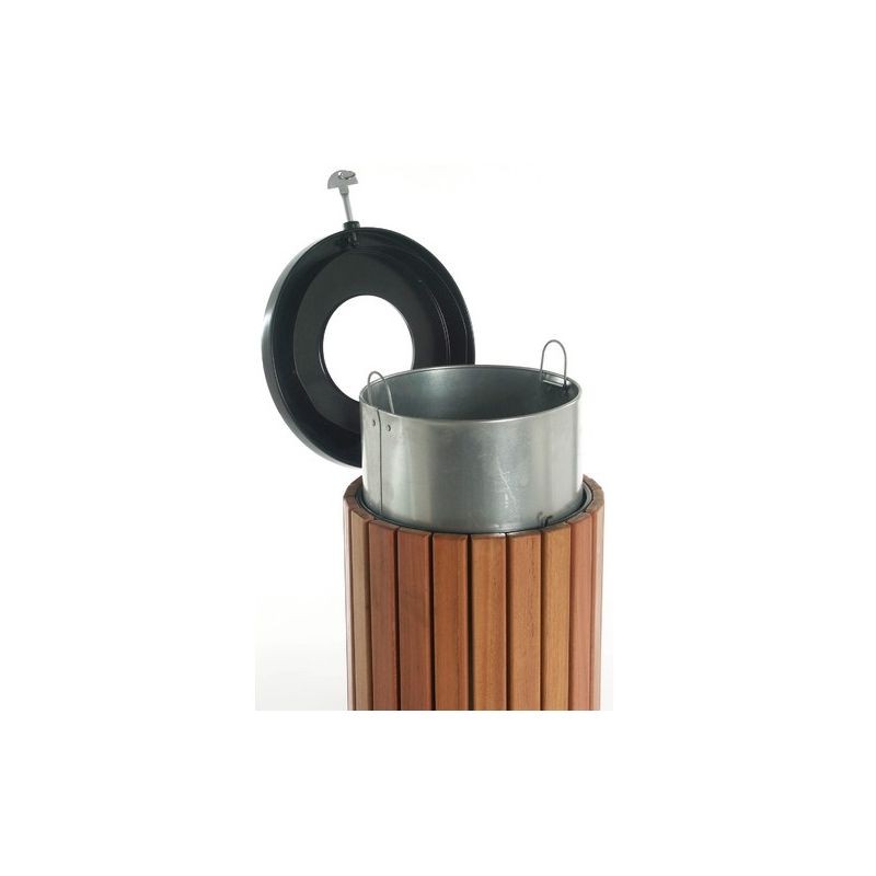 Poubelle Extérieur Ronde Métal Aspect bois 40L + seau