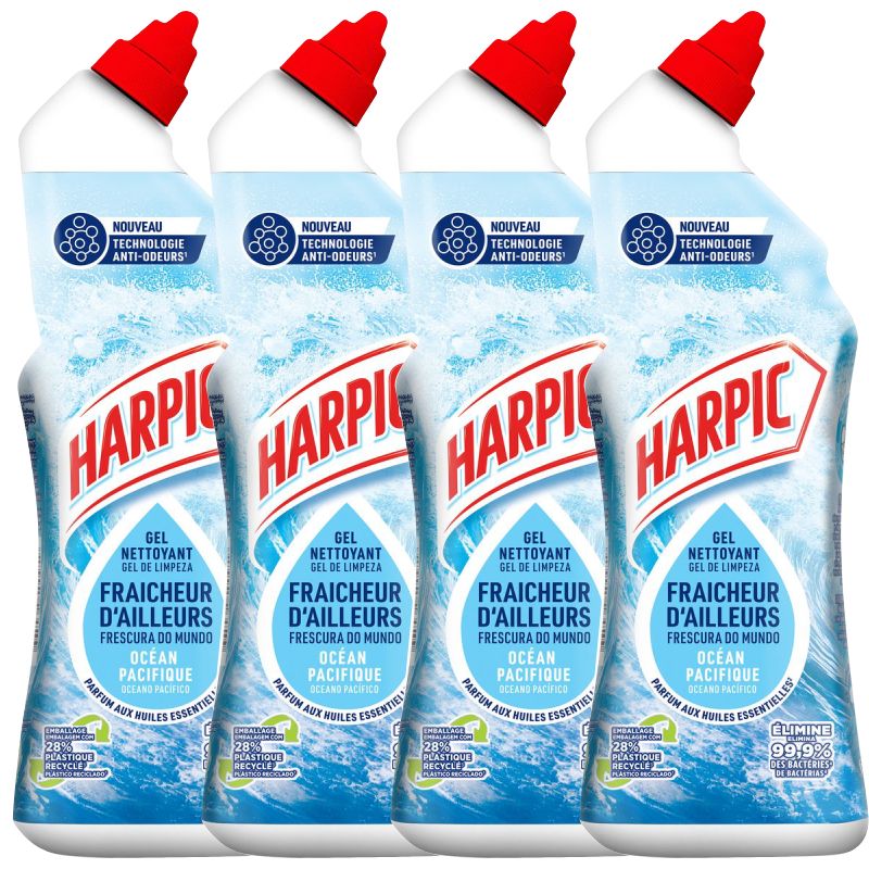 Gel wc fraicheur océane 750ml - lot de 4 flacons