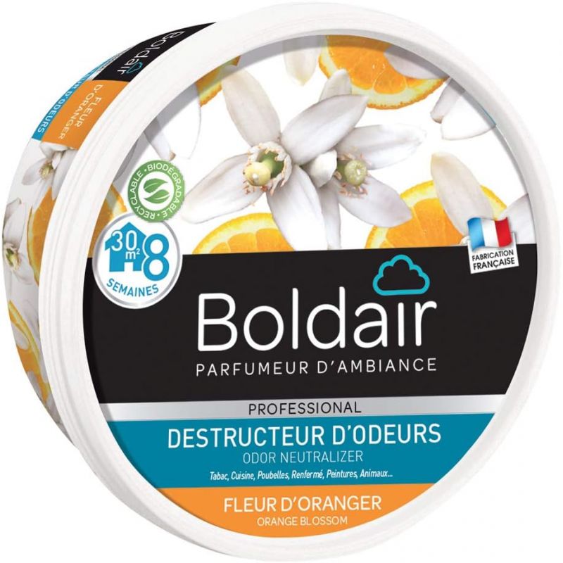 Gel désodorisant destructeur d’odeurs 300 g Boldair fleur d'oranger Gel désodorisant destructeur d’odeurs 300 g Boldair fleur d'oranger