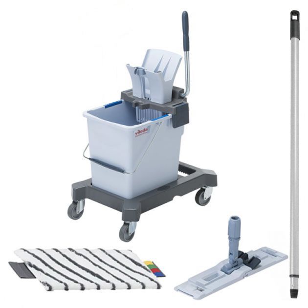 Chariot de lavage UltraSpeed Pro Single 25L Vileda + manche aluminium 150 cm Chariot de lavage UltraSpeed Pro Single 25L Vileda + manche aluminium 150 cm