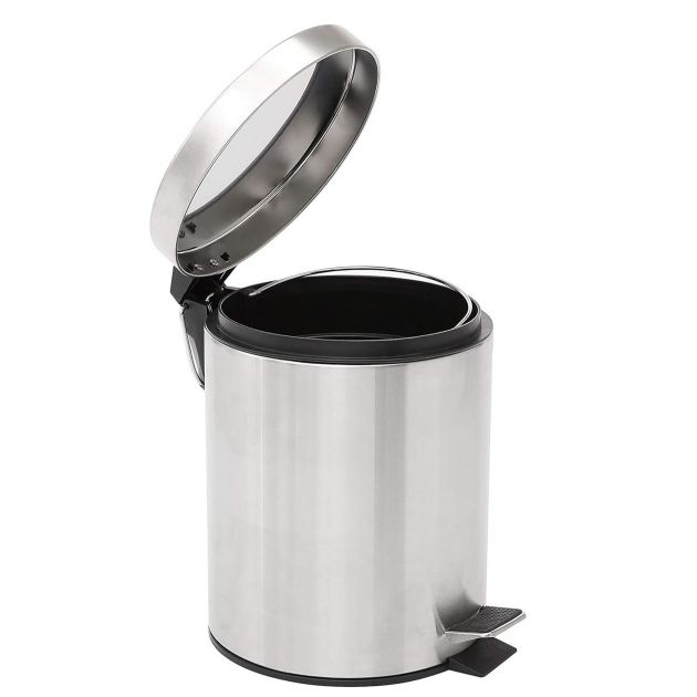 Poubelle de sanitaires à pédale en inox Poubelle de sanitaires à pédale en inox