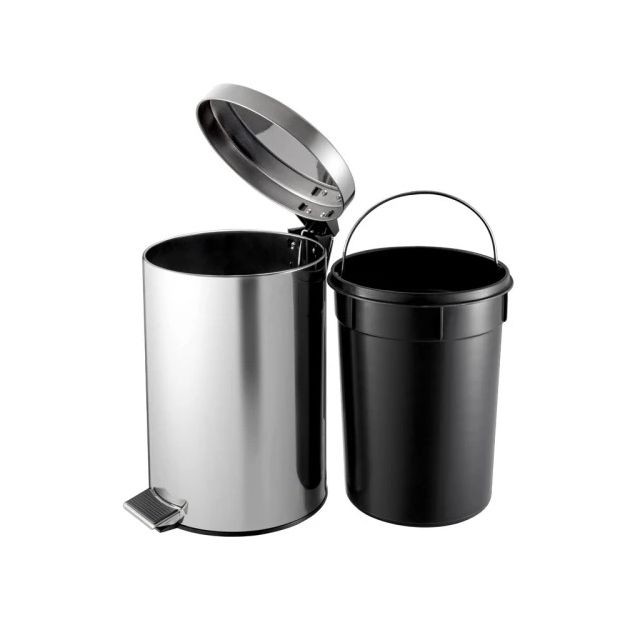 Poubelle de sanitaires à pédale en inox Poubelle de sanitaires à pédale en inox