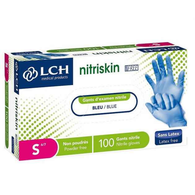 Gant nitrile bleu non poudré x100 Gant nitrile bleu non poudré x100