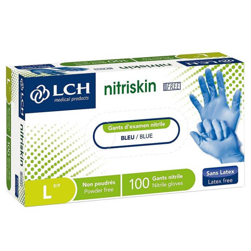 Gant nitrile bleu non poudré x100 Gant nitrile bleu non poudré x100