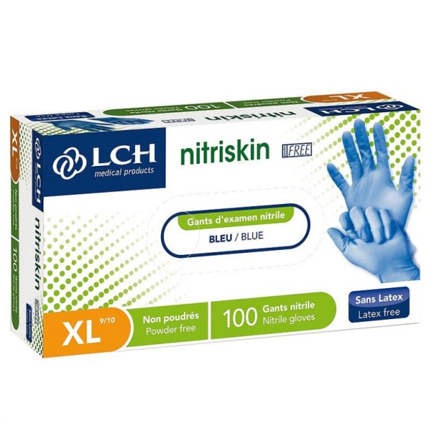 100 gants Nitrile L sans poudre sans latex hypoallergénique