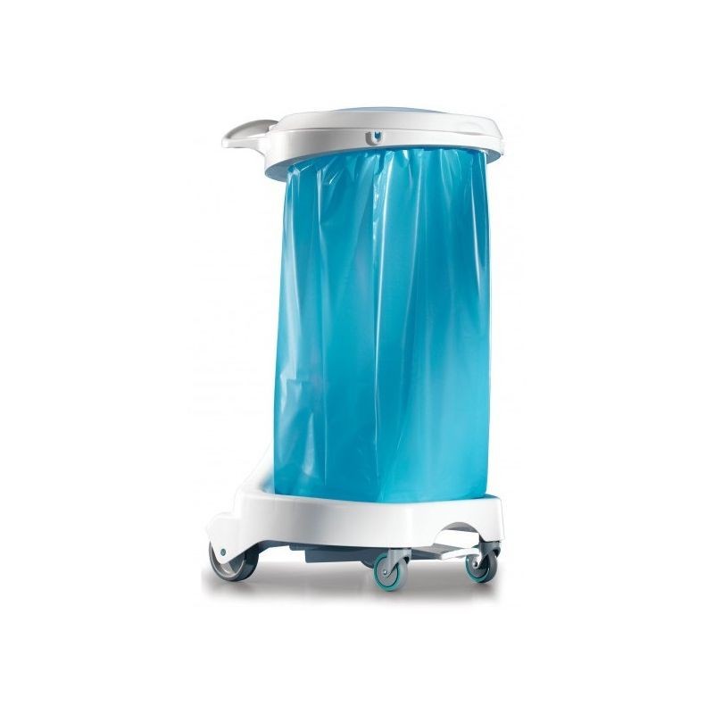 Support-sacs poubelle mobile 110 L blanc professionnel