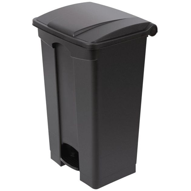 Poubelle à pédale HACCP grise 90L roues