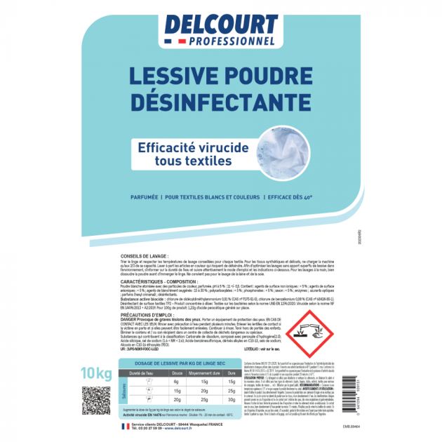 Lessive désinfectante poudre 10 kg Delcourt