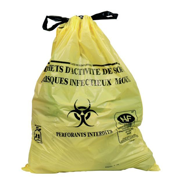 Sacs poubelles médicaux DASRI jaunes pour déchets infectieux