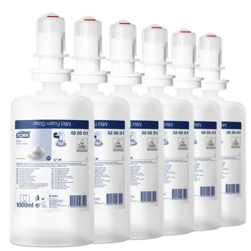 6 recharges savon mousse doux 1 L Tork S4 6 recharges savon mousse doux 1 L Tork S4