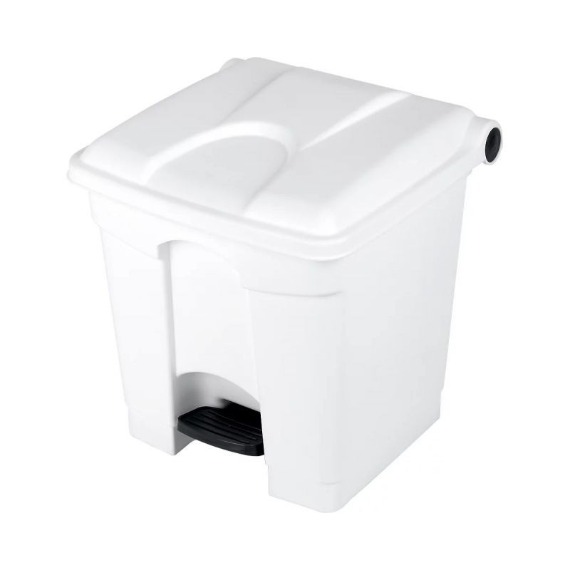 Poubelle à pédale mobile agroalimentaire plastique blanc Poubelle à pédale mobile agroalimentaire plastique blanc