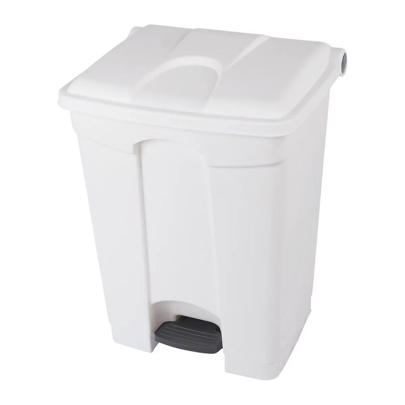 Poubelle à pédale mobile agroalimentaire plastique blanc Poubelle à pédale mobile agroalimentaire plastique blanc