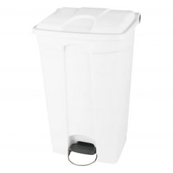Poubelle à pédale mobile alimentaire plastique Blanc 70 L