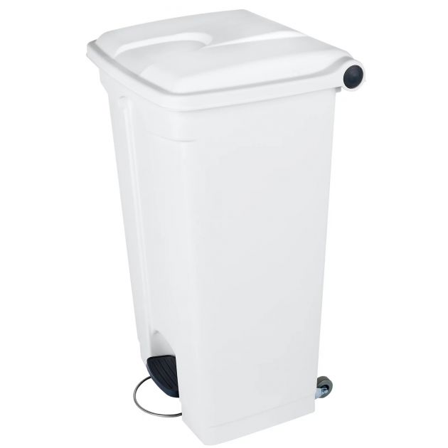 Poubelle à pédale mobile alimentaire plastique blanc