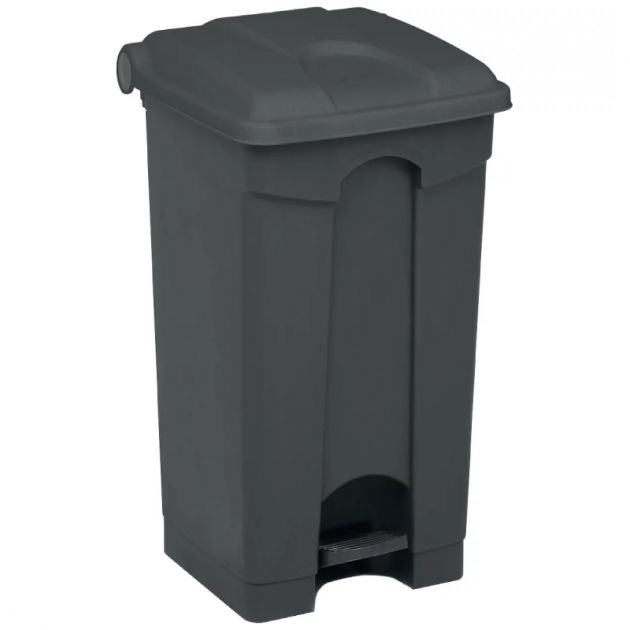 Poubelle à pédale mobile alimentaire plastique gris 90L