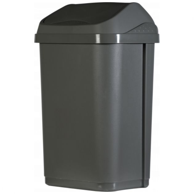 Poubelle grise couvercle basculant plastique recyclé