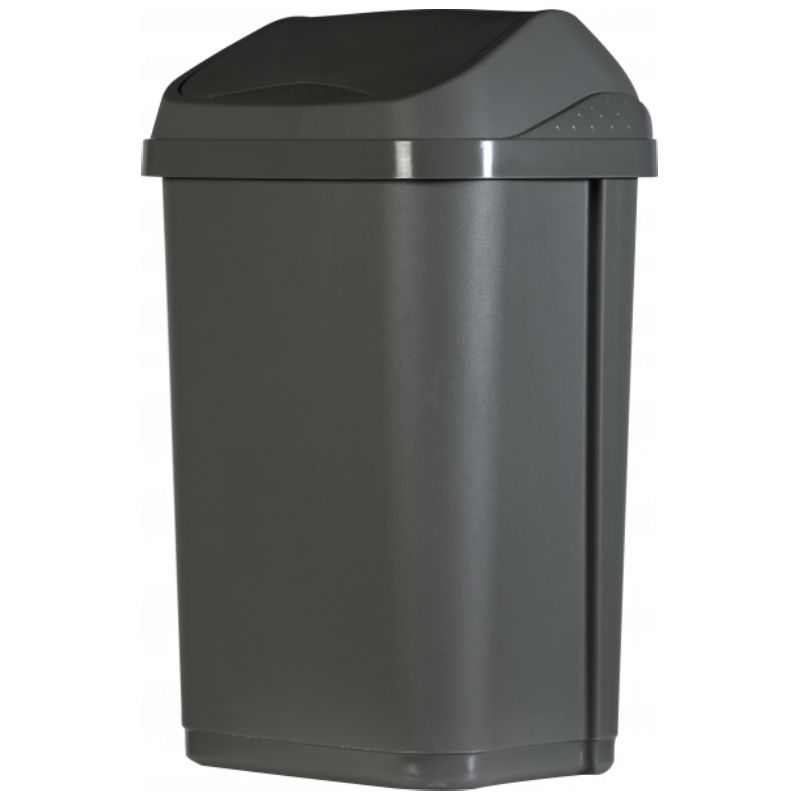 Poubelle grise couvercle basculant plastique recyclé