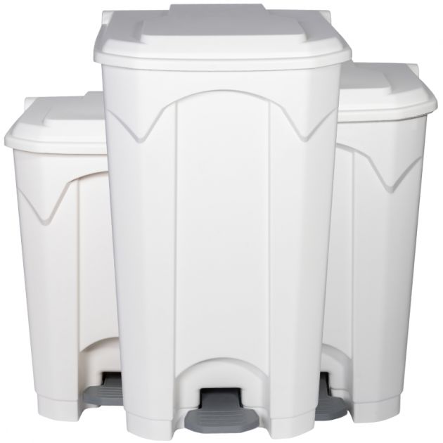 Poubelle blanche à pédale couvercle blanc HACCP Delcourt Poubelle blanche à pédale couvercle blanc HACCP Delcourt