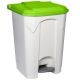 Poubelle blanche à pédale couvercle vert HACCP