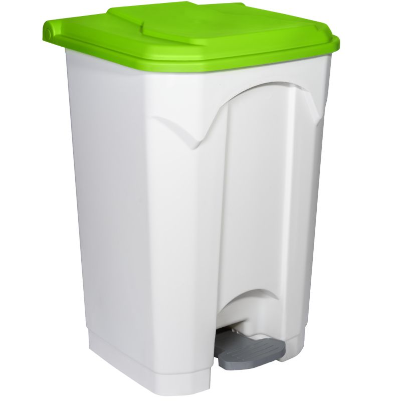 Poubelle blanche couvercle vert HACCP