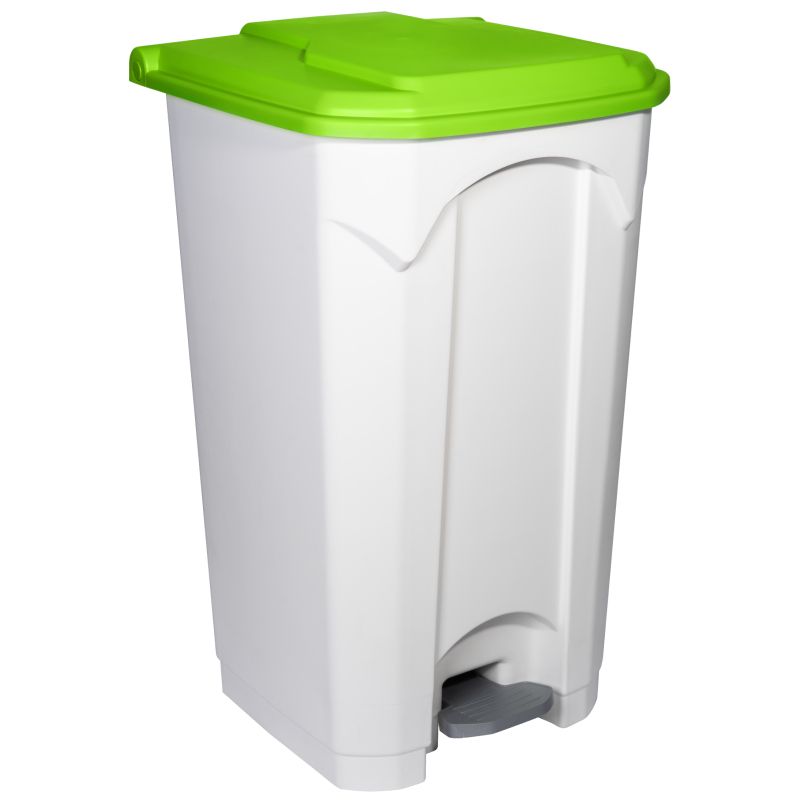 Poubelle blanche à pédale couvercle vert Delcourt 
