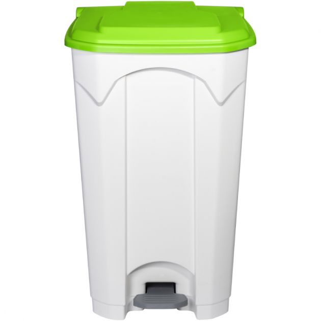 Poubelle blanche à pédale couvercle vert