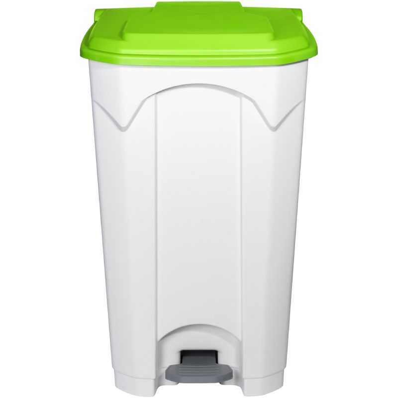 Poubelle blanche à pédale couvercle vert