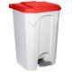 Poubelle blanche à pédale couvercle rouge HACCP