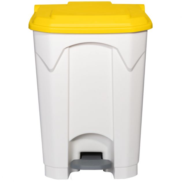 Poubelle blanche couvercle jaune HACCP