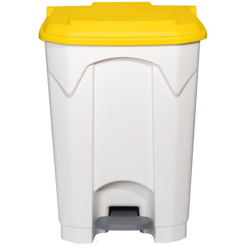 Poubelle blanche couvercle jaune HACCP