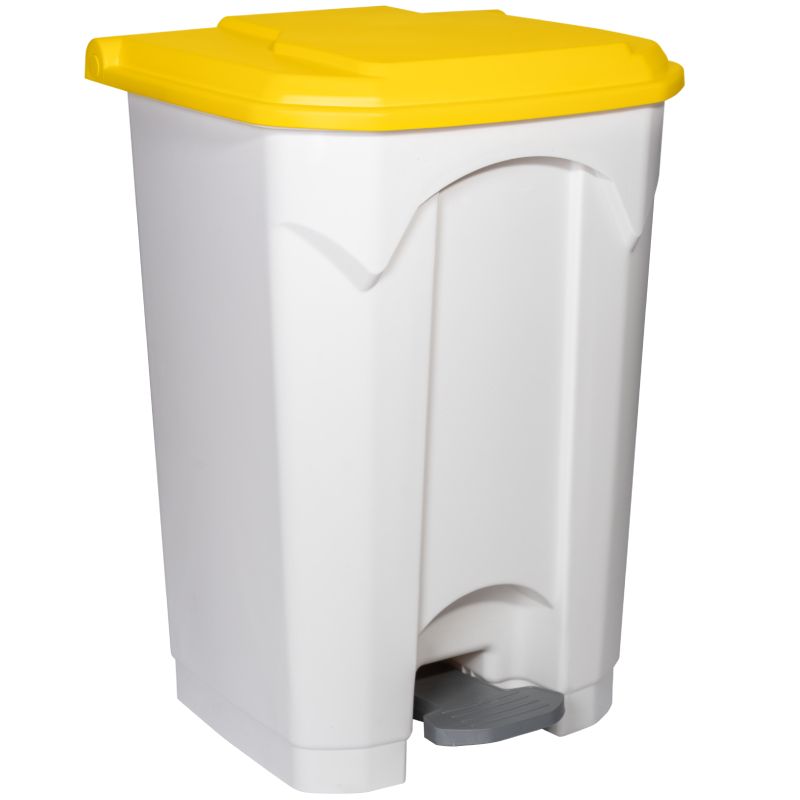 Poubelle blanche couvercle jaune HACCP Delcourt