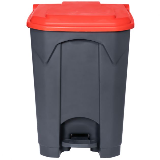 Poubelle grise couvercle rouge HACCP