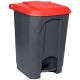 Poubelle grise à pédale couvercle rouge HACCP