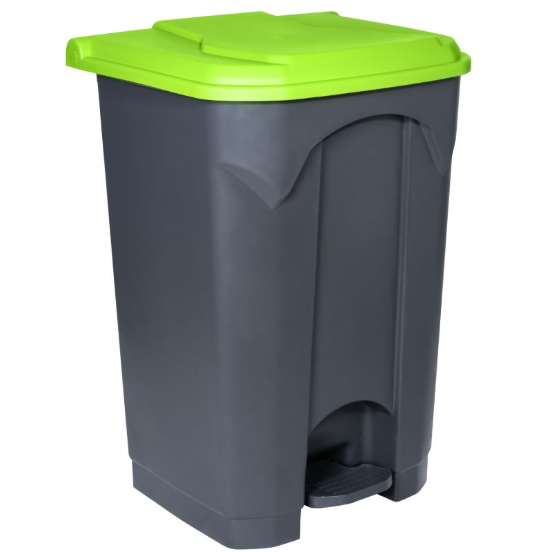Poubelle grise couvercle vert HACCP Delcourt Poubelle grise couvercle vert HACCP Delcourt