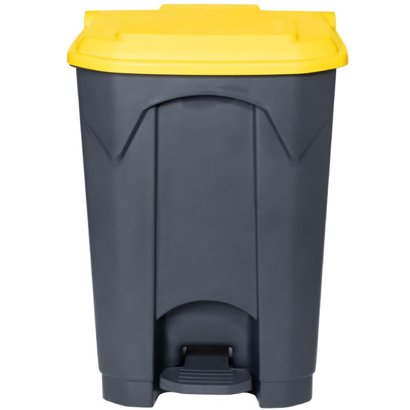 Poubelle grise couvercle jaune HACCP