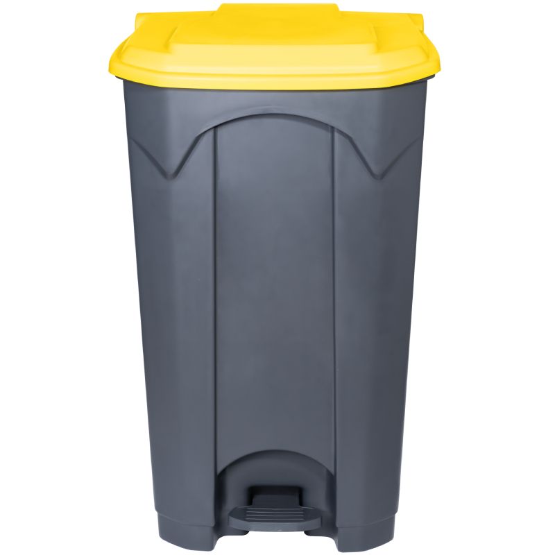 Poubelle grise - couvercle jaune - professionnel