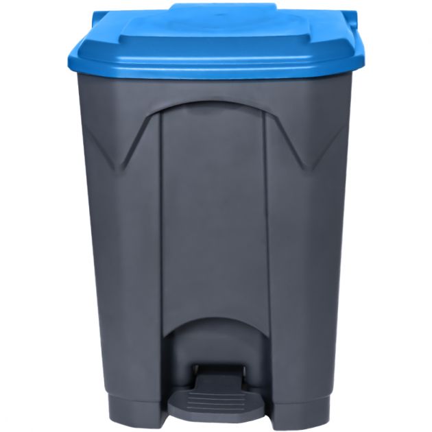 Poubelle grise couvercle bleu HACCP