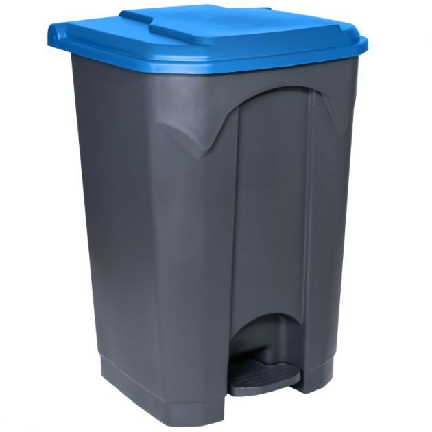 Poubelle grise couvercle bleu HACCP Delcourt