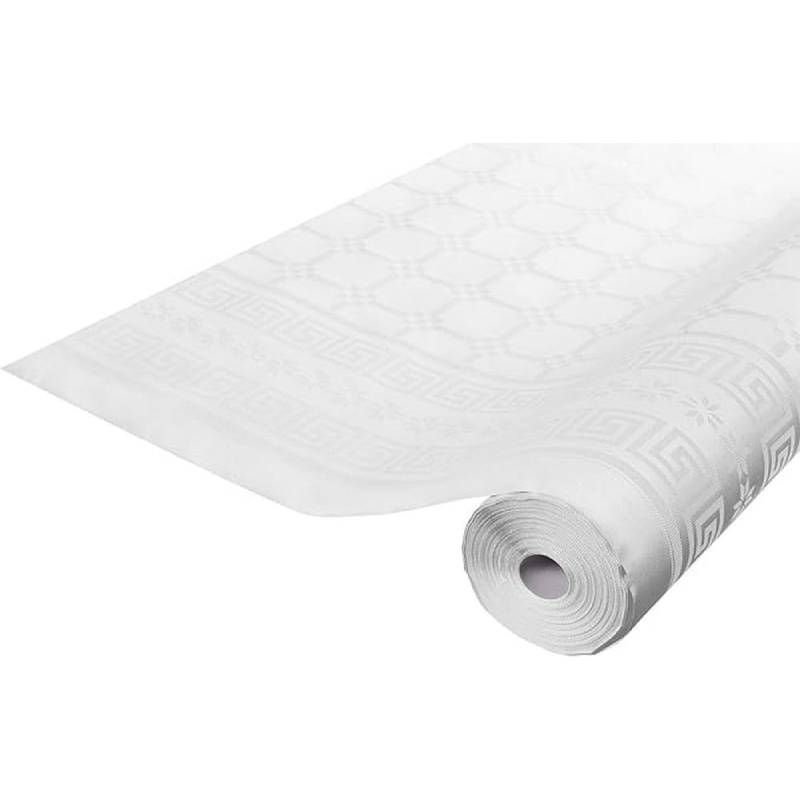 Rouleau nappe papier blanc damassé 1,18 x 100 m 100% biodégradable Rouleau nappe papier blanc damassé 1,18 x 100 m 100% biodégradable