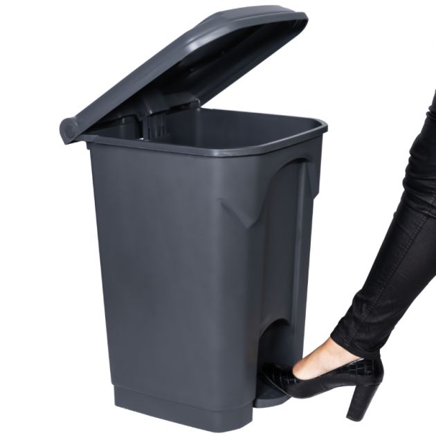 Poubelle grise couvercle gris HACCP