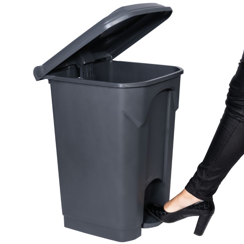 Poubelle grise couvercle gris HACCP