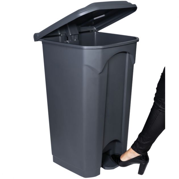 Poubelle grise à pédale couvercle gris