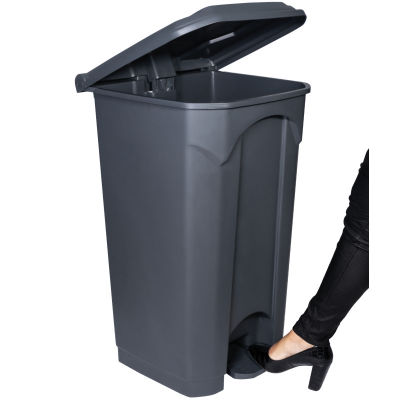 Poubelle grise à pédale couvercle gris