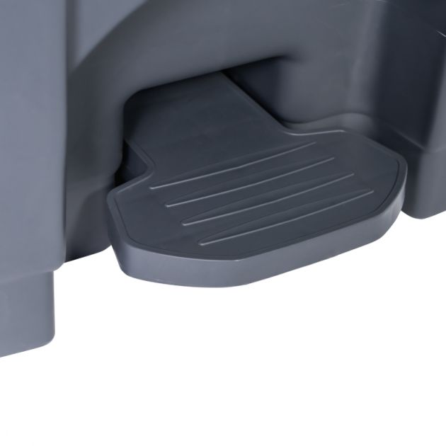 Poubelle grise couvercle rouge HACCP - Pédale