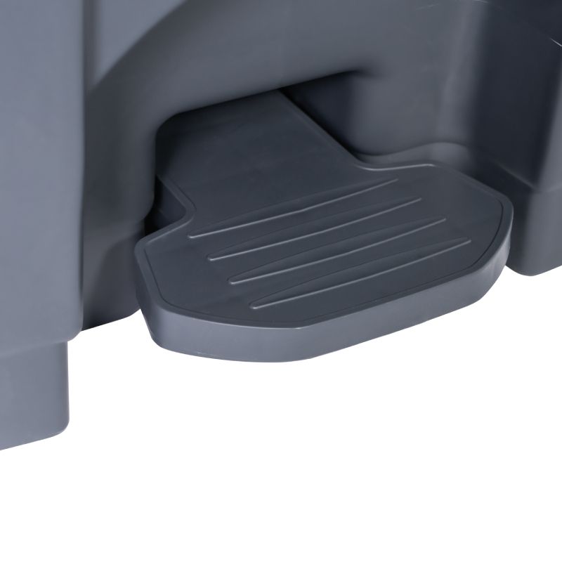 Poubelle grise couvercle rouge HACCP - Pédale