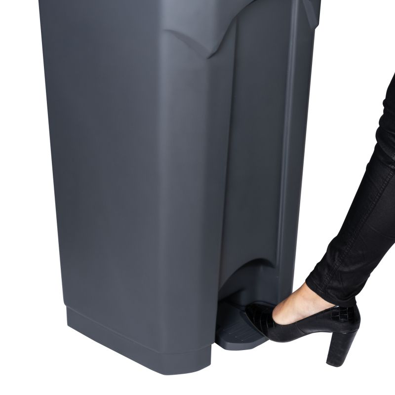 Poubelle grise à pédale couvercle jaune HACCP  45 L, 70 L, 90 L