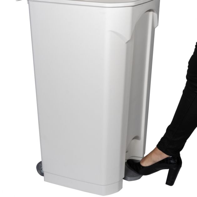 Poubelle de tri blanche - couvercle rouge - Delcourt