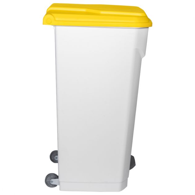 Poubelle de tri blanche - couvercle jaune - Delcourt 45 L, 70 L, 90 L